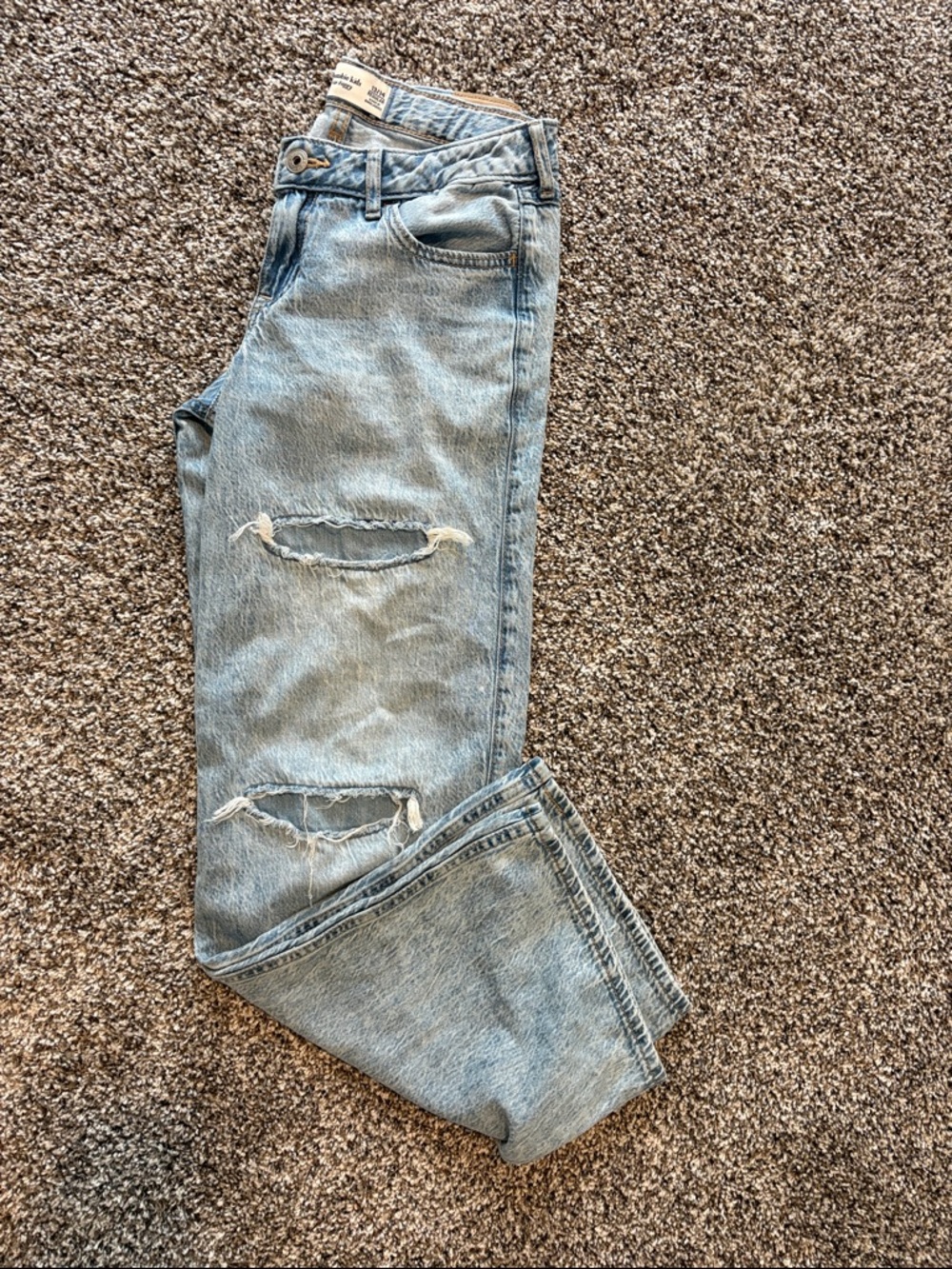 abercrombie kids Light Blue Ripped Straight Jeans